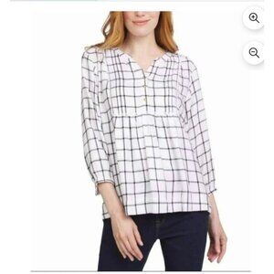 Wrangler Womens White & Black Plaid Button-Down Shirt Top XXL Cotton Long Sleeve